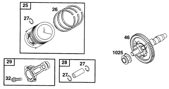 Piston Grp, Cam Diagram and Parts List for 290447-1147-XX  Briggs and Stratton Engine